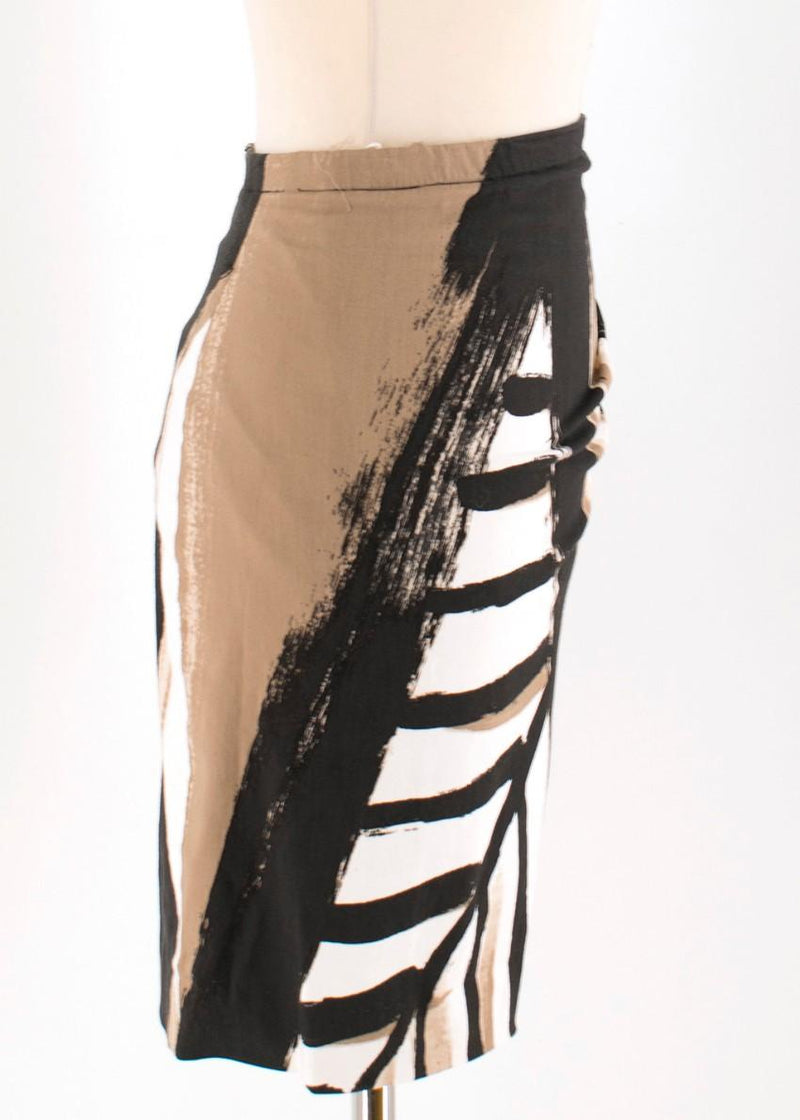 Donna Karan Side-Gathered Abstract-Print Mini Skirt