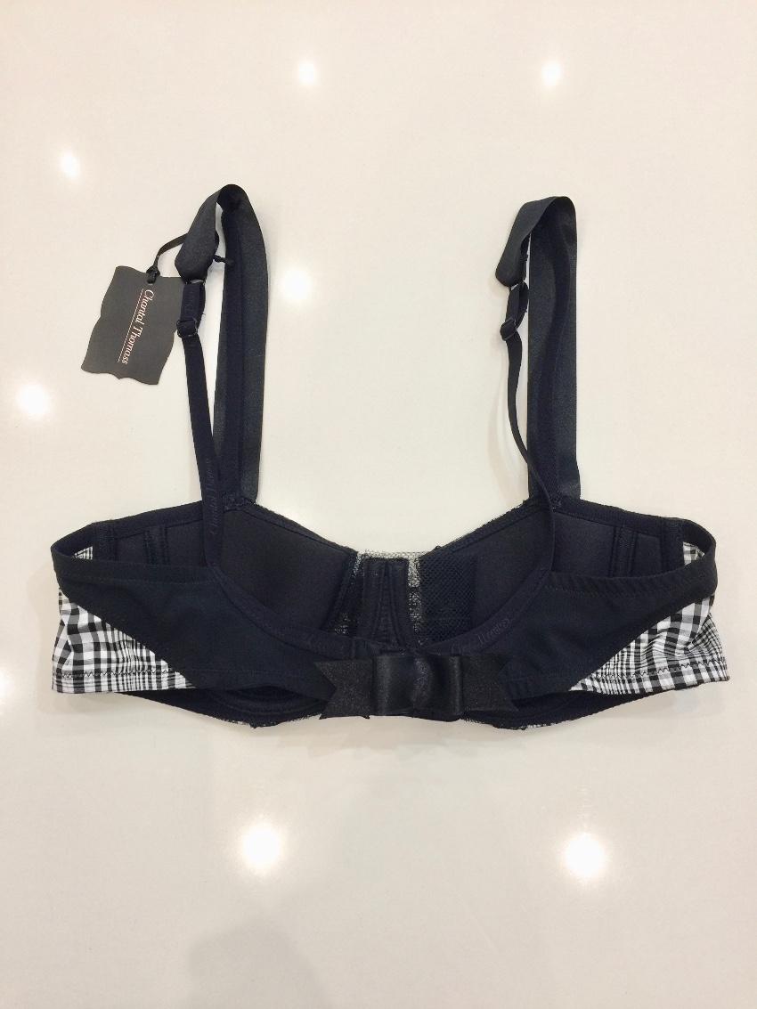Chantal Thomass Black & White Tartan Check Bra & Thong Set