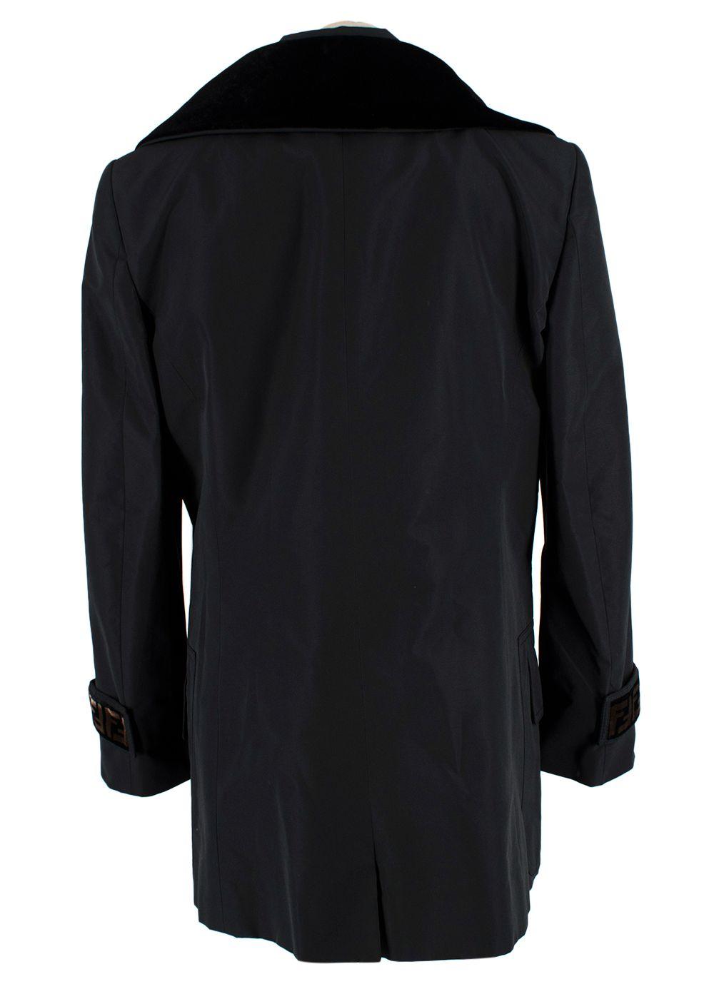 Fendi Black Short Trench Coat with Faux Fur Detail
