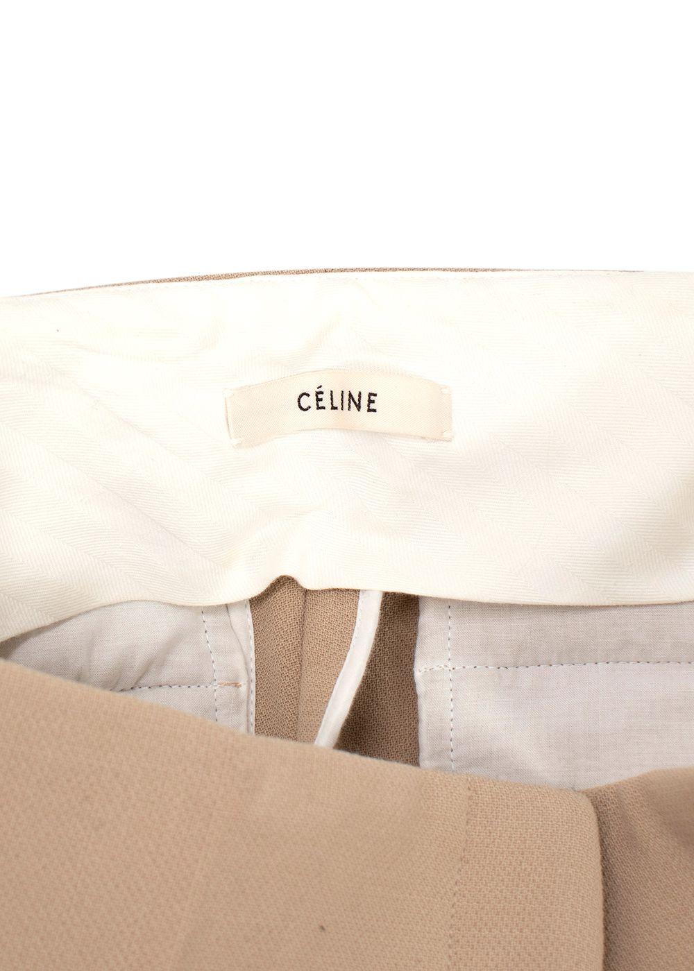 Celine Beige Tailored Wool Trousers