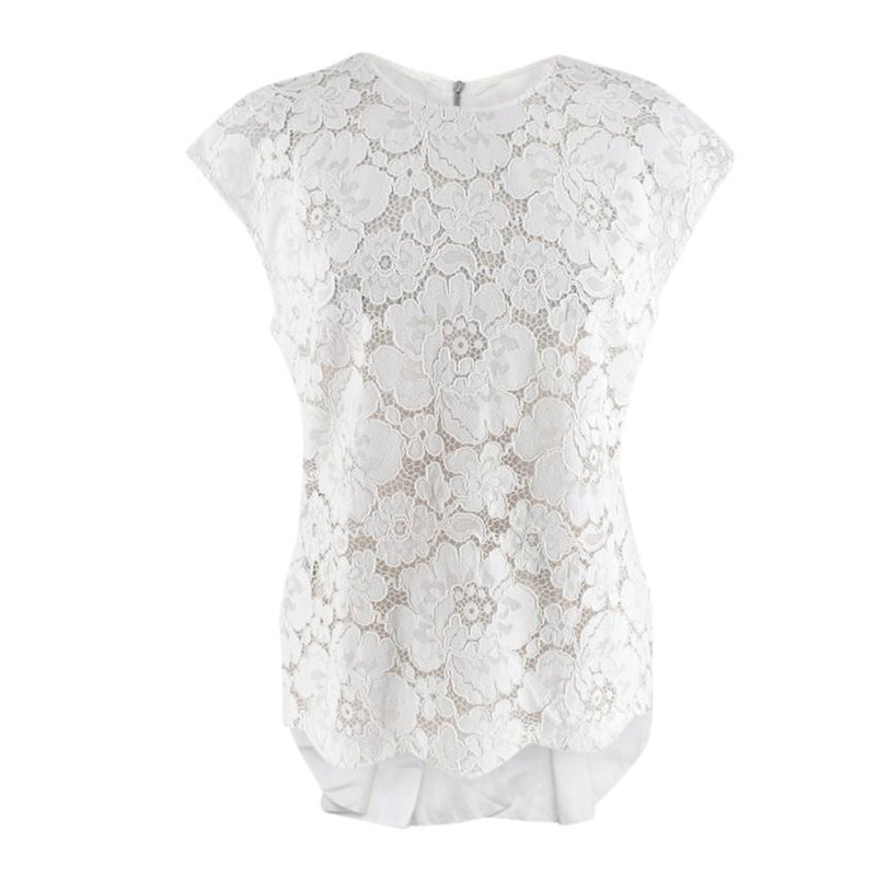 BCBG Max Azria White Lace-Front Shanine Top