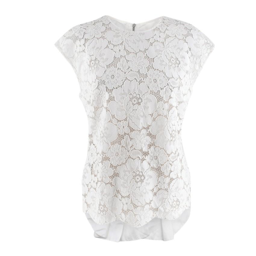 BCBG Max Azria White Lace-Front Shanine Top