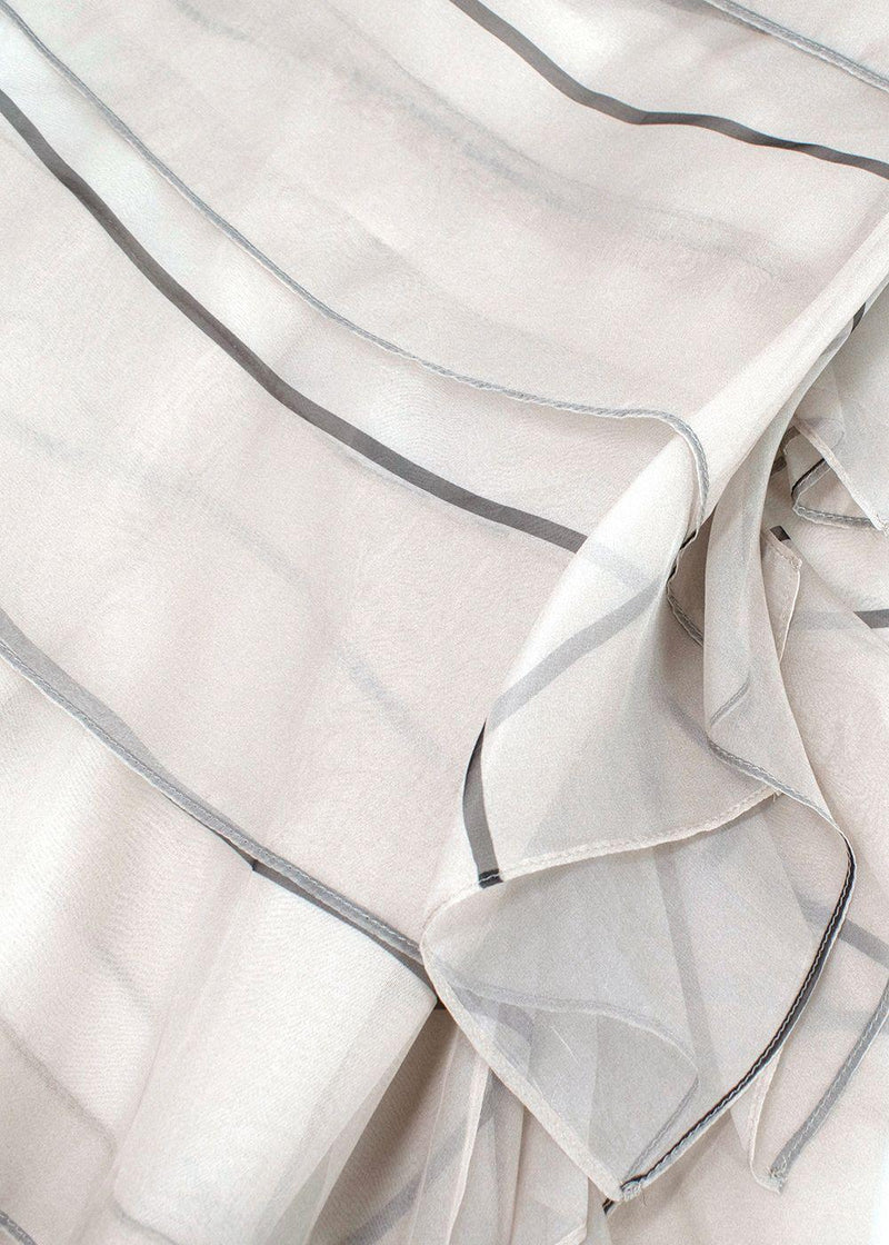 Brunello Cucinelli Grey Silk Tiered Midi Skirt
