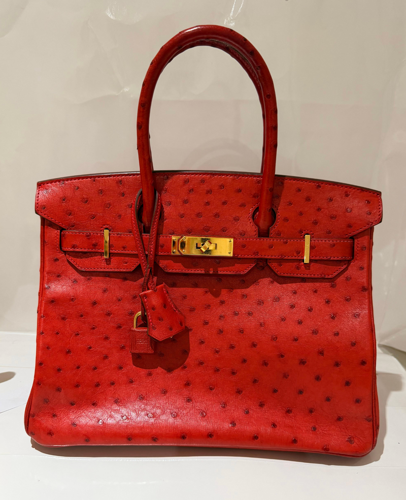 Hermes Birkin 30 in Red Ostrich GHW
