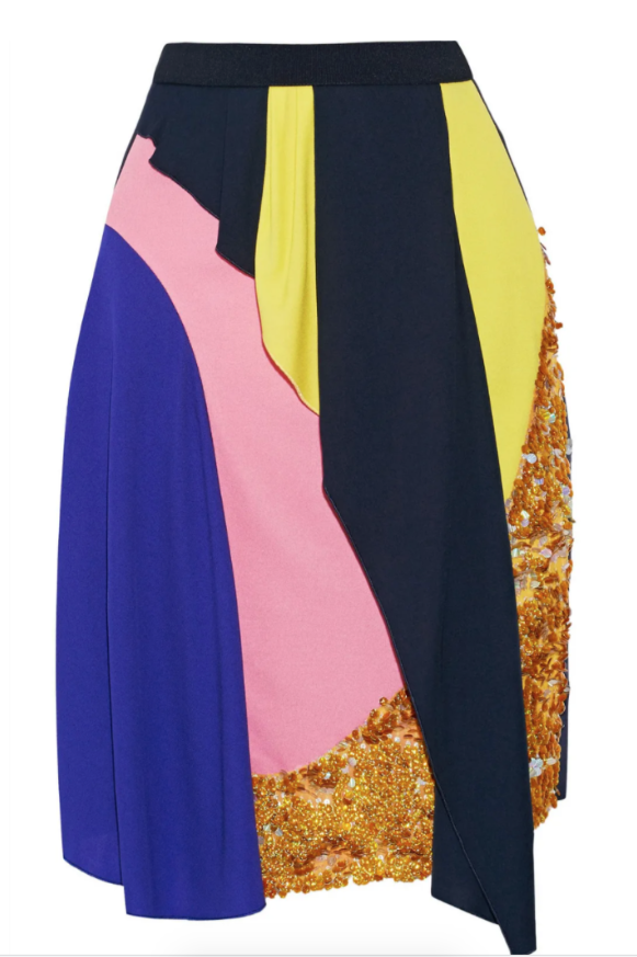 Peter Pilotto Patchwork Draped Silk Skirt