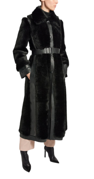 Stella McCartney Faux fur and Vegan Leather Longline Coat