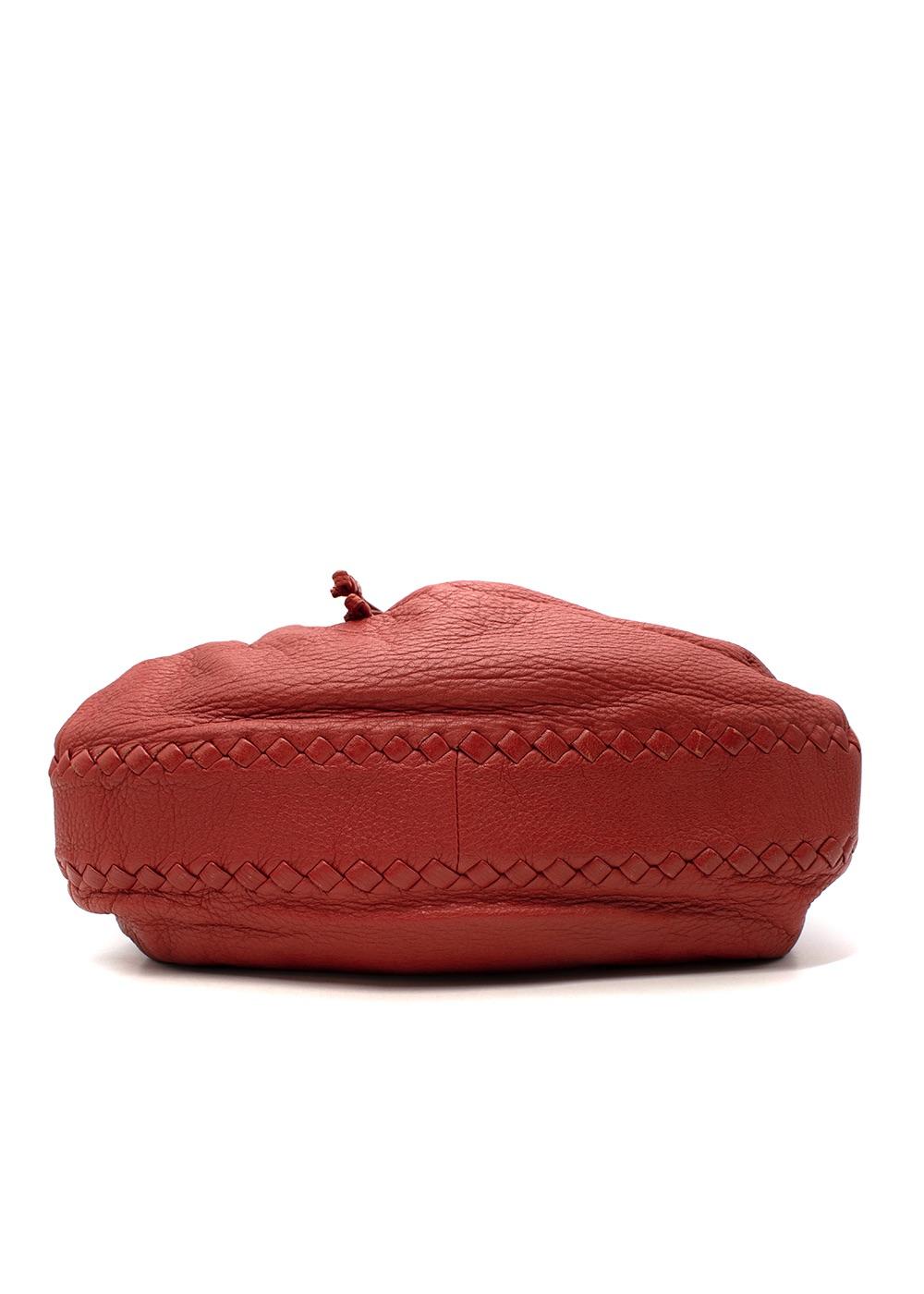 Red Leather Intrecciato Bag