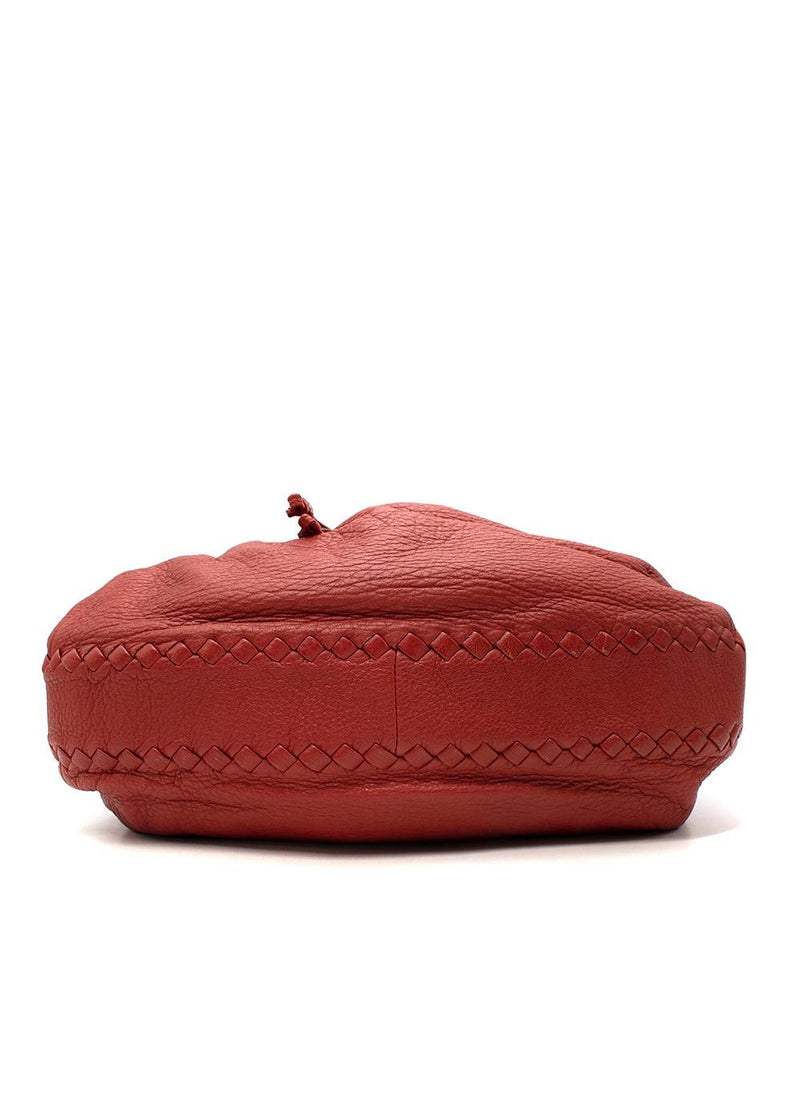 Red Leather Intrecciato Bag