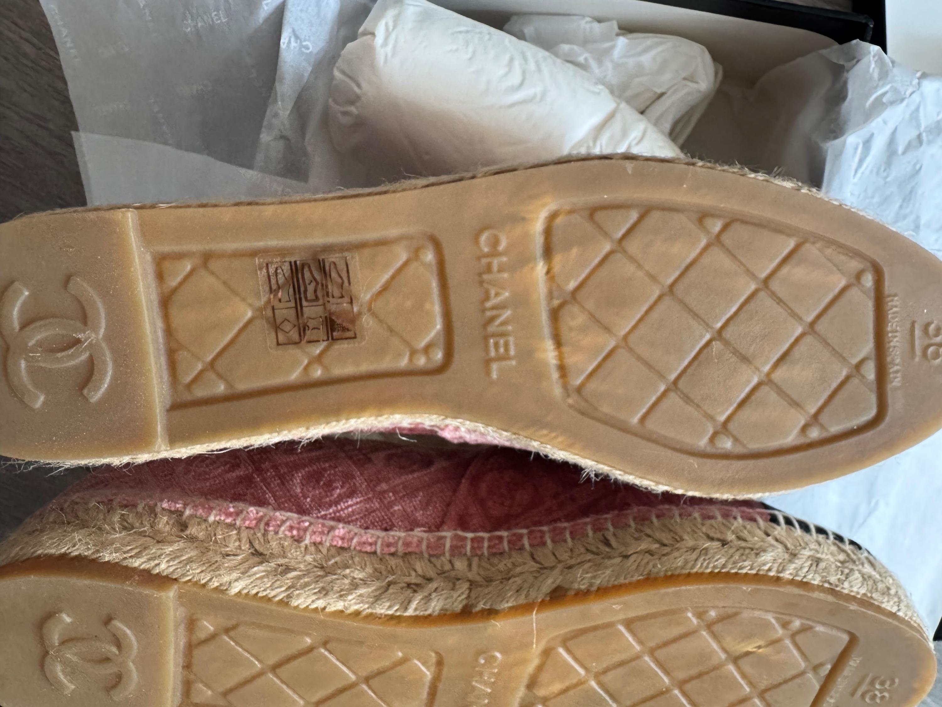 Chanel Pink Velvet Espadrilles