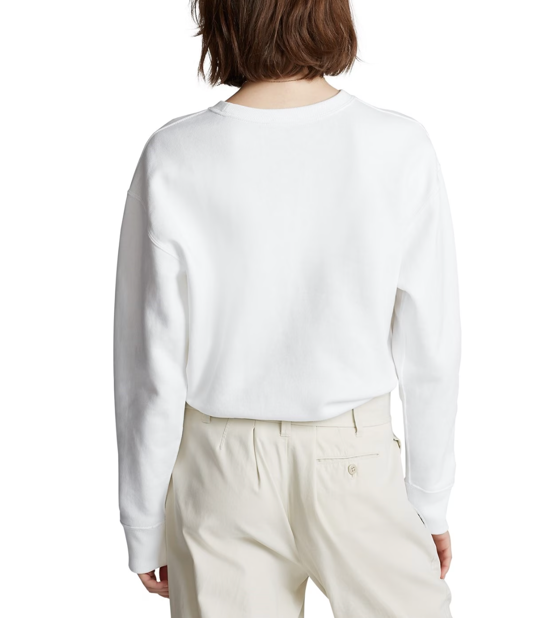 Polo Ralph Lauren White Fleece Crew Sweater