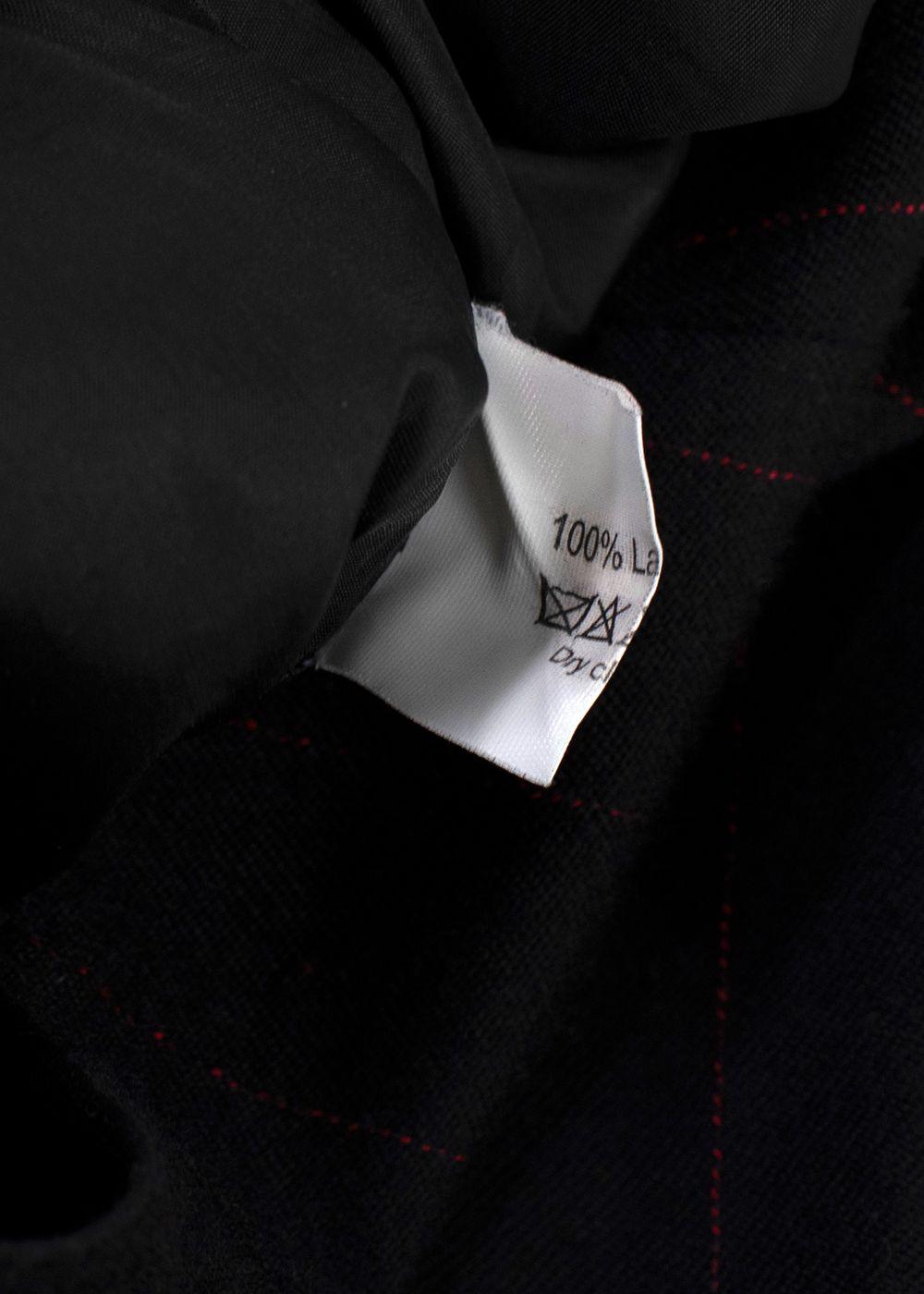 Mugler Black with Red Pinstripe Wool Trousers