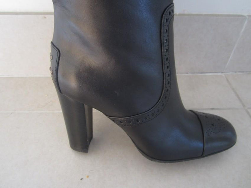 Tod's Black Tall Brogue Boots