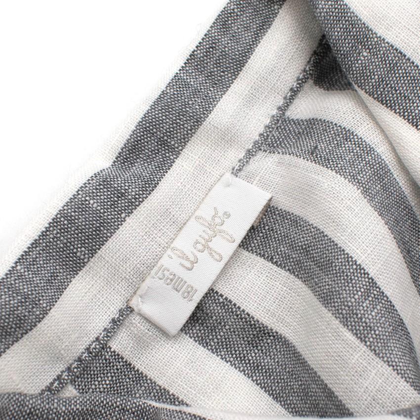 Il Gufo Grey Striped Linen Short Sleeved Shirt