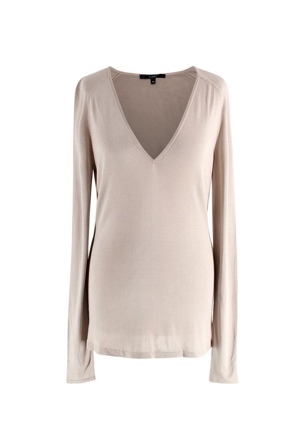 Gucci Beige Glitter Effect Long Sleeve Top