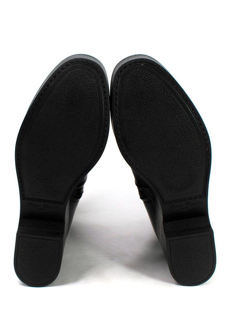 Robert Clergerie Black Leather Platform Ankle Boot