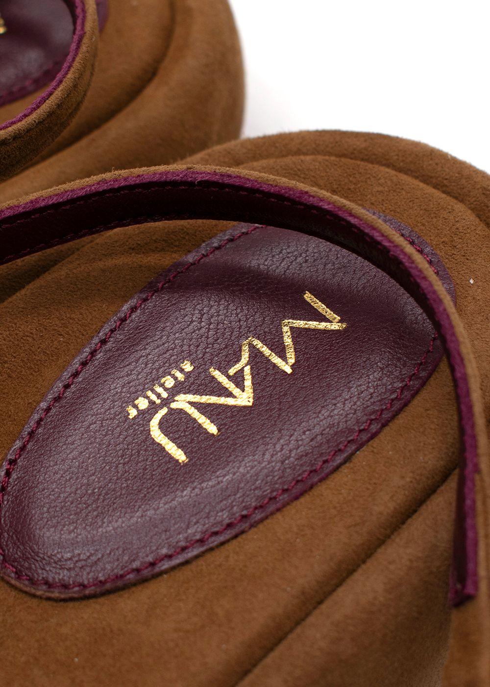 Manu Atelier Tobacco Suede Cage Chunky Slides