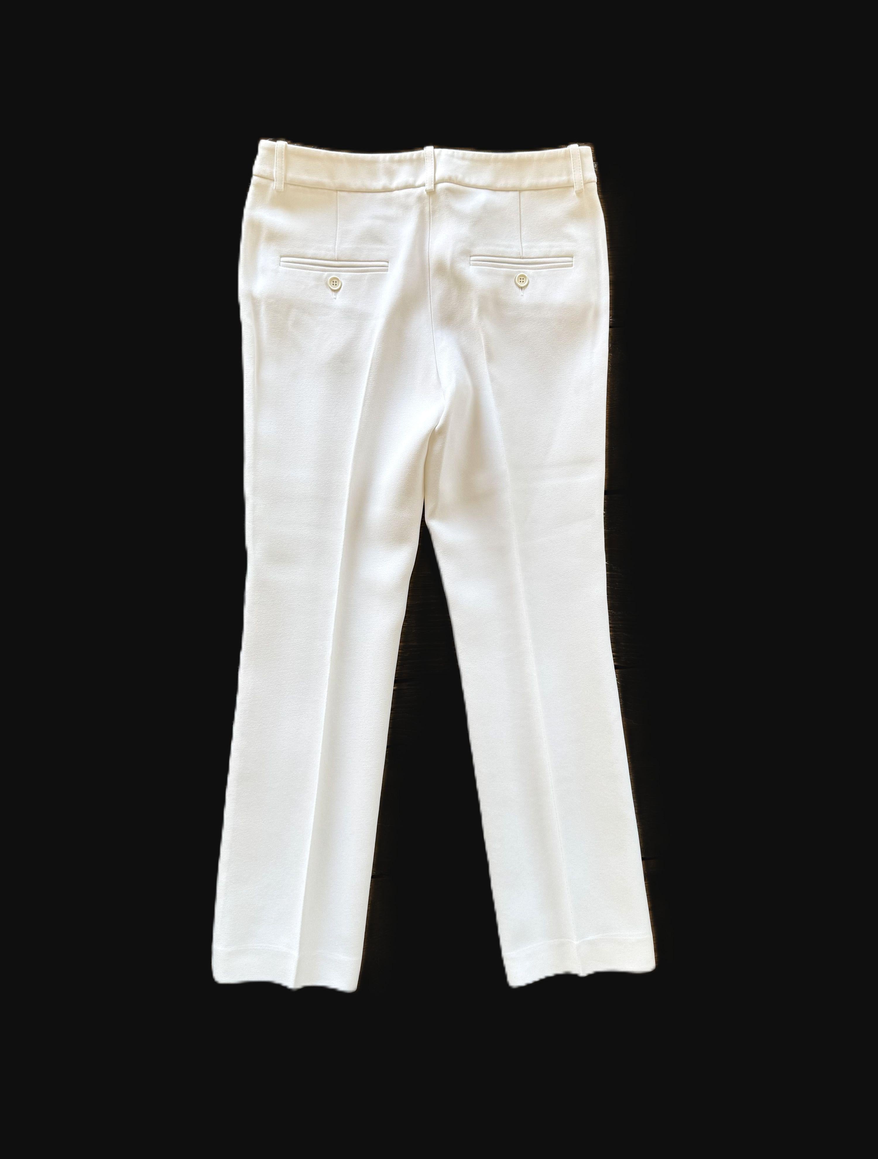 Michael Kors White Crepe Cropped Trousers