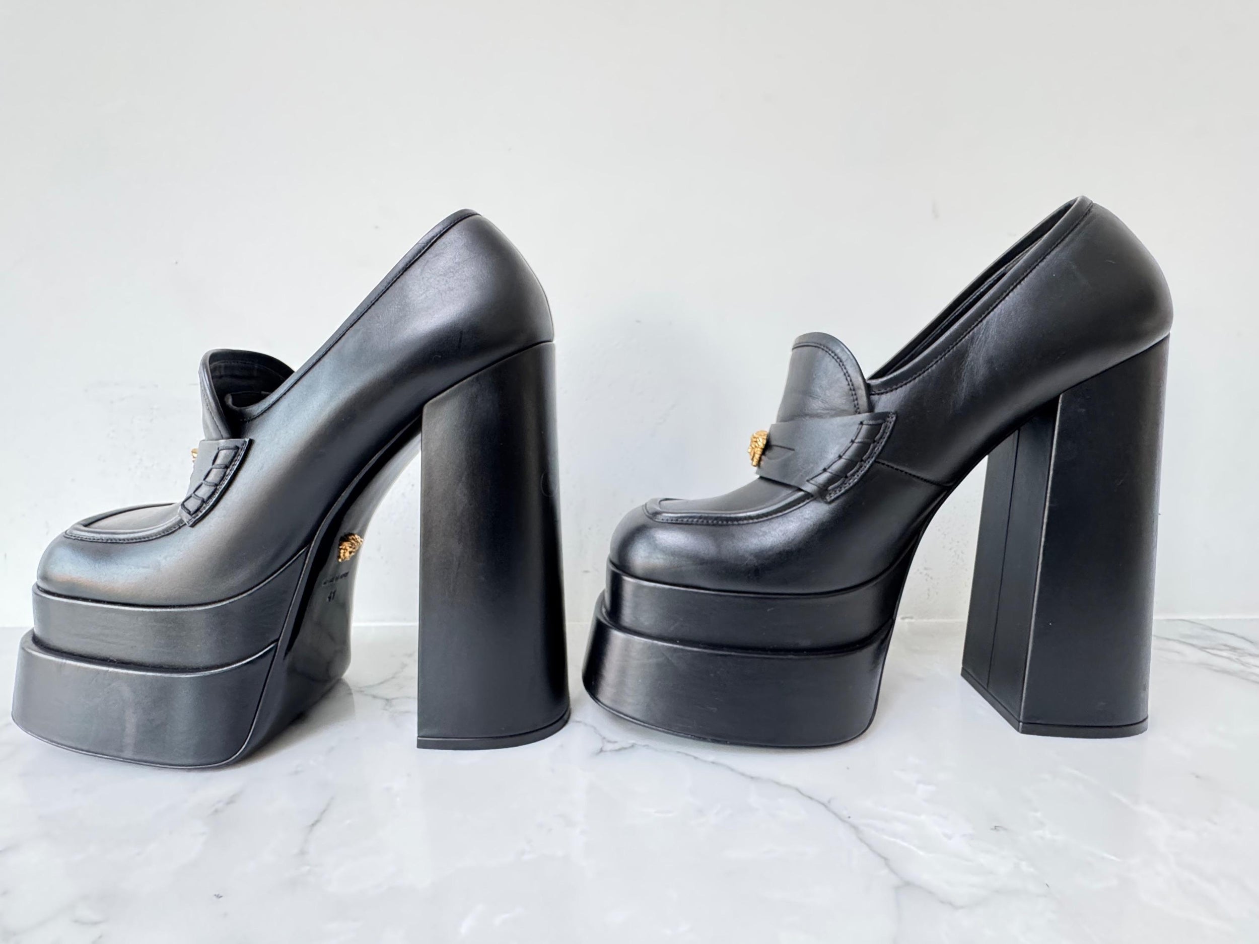 Versace Black Platform Loafers