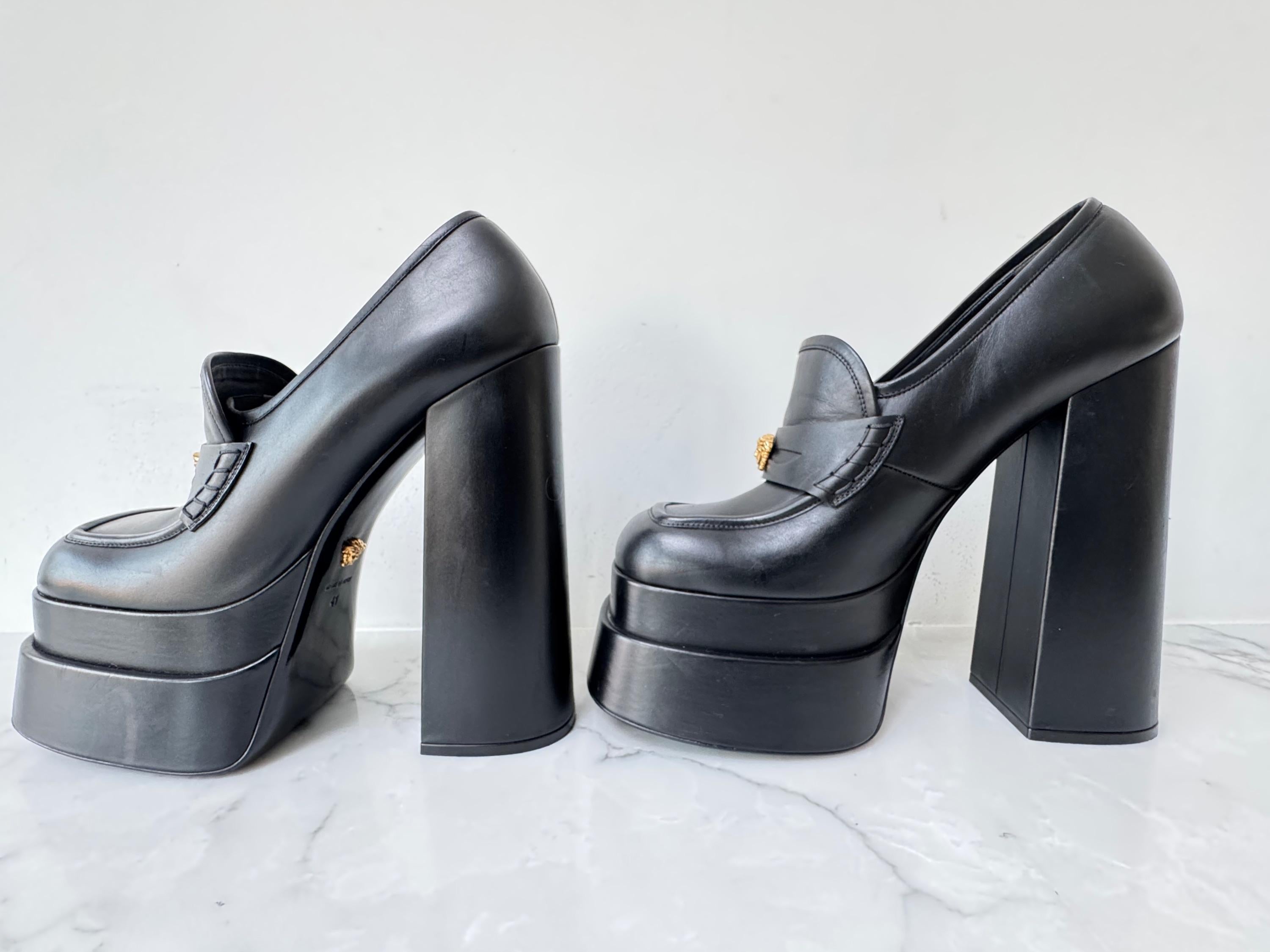 Versace Black Platform Loafers