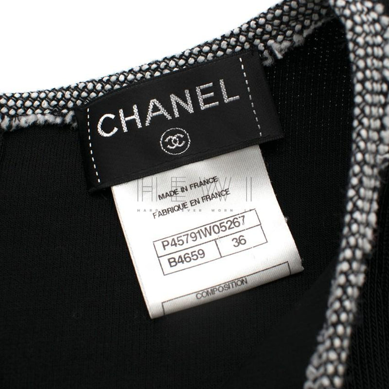 Chanel Black & SIlver Wool Blend Mini Dress
