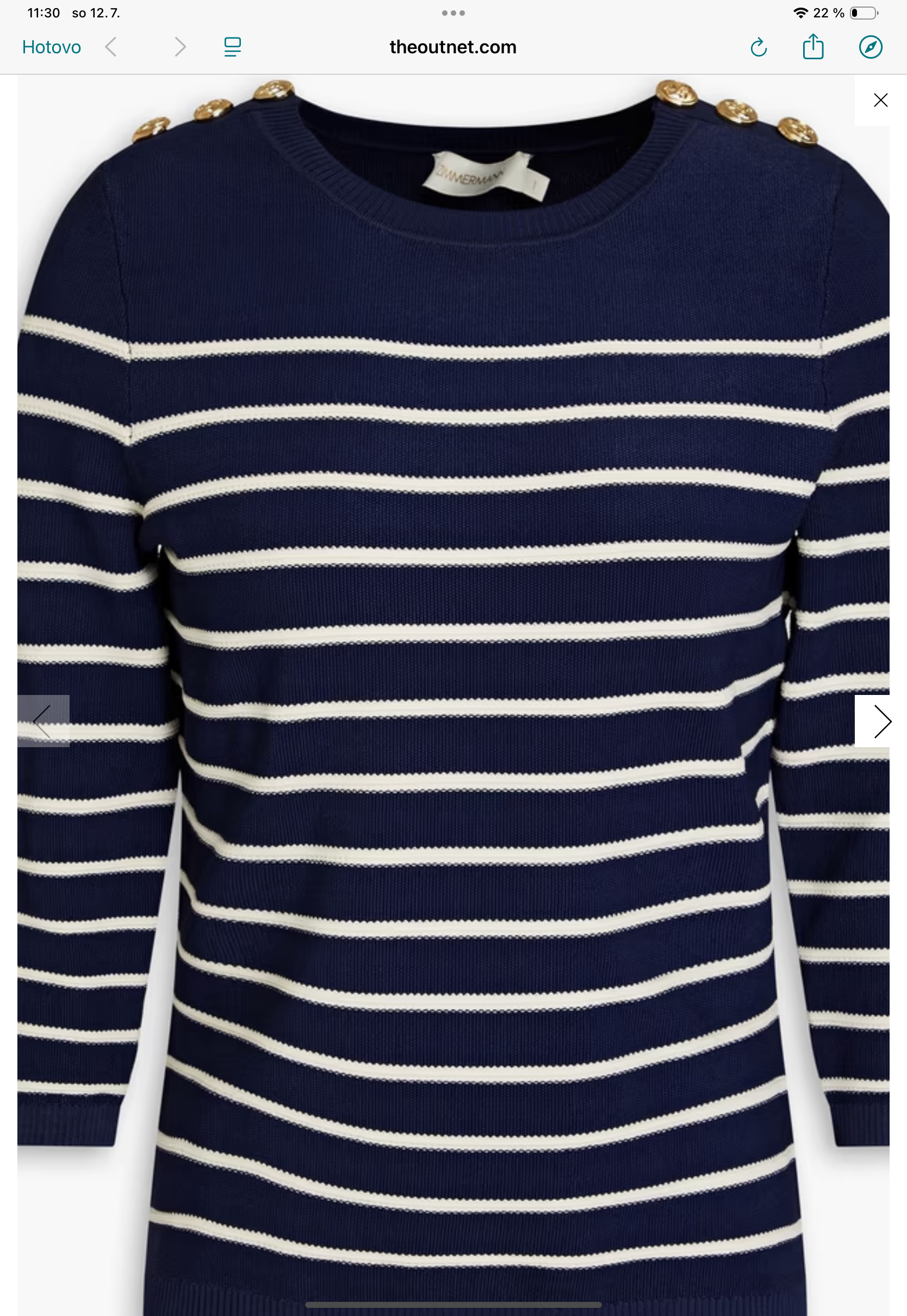 Zimmermann Button Detail Striped Jumper