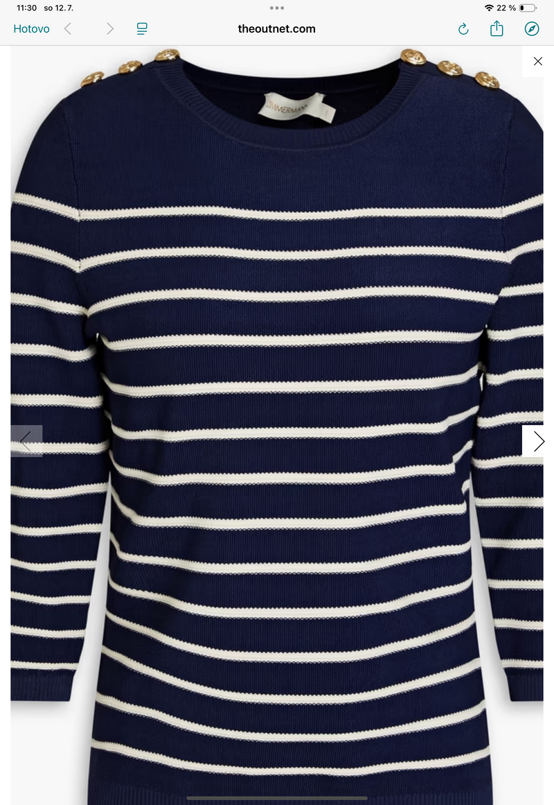 Zimmermann Button Detail Striped Jumper