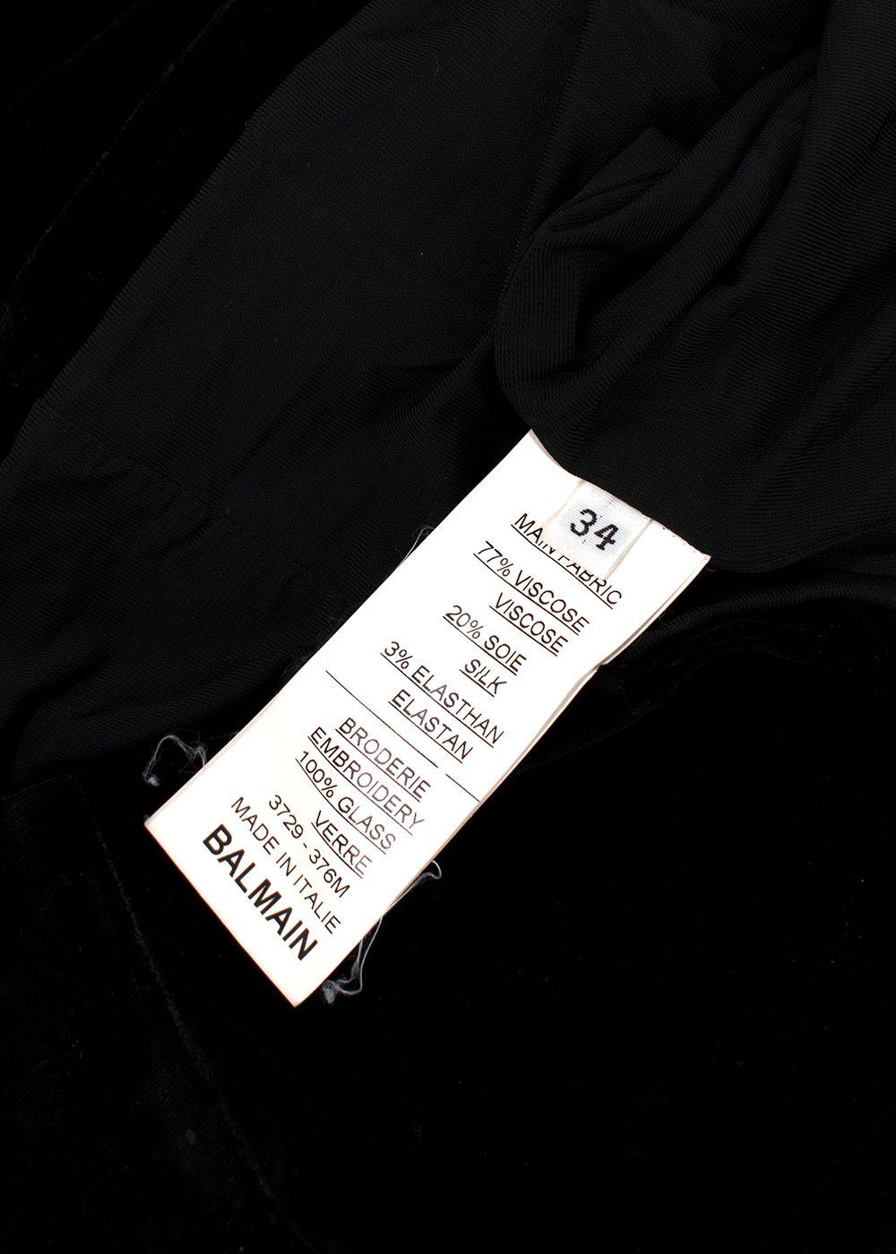 Balmain Black Velvet Embellished Dress
