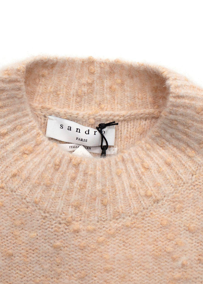 Sandro Peach Short Sleeve Alpaca Blend Jumper