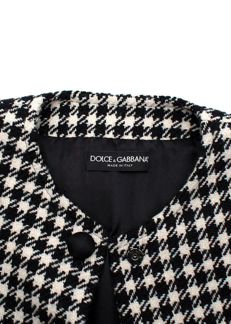 Black & White Houndstooth Wool Coat