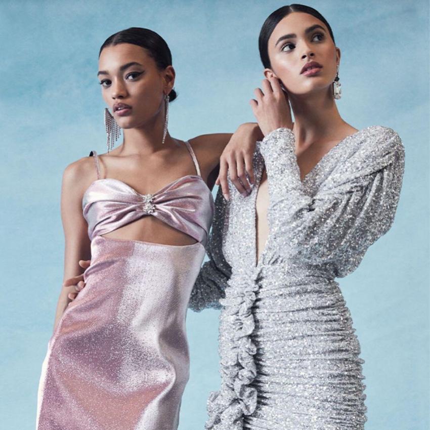 Attico silver sequin embellished rushed mini dress