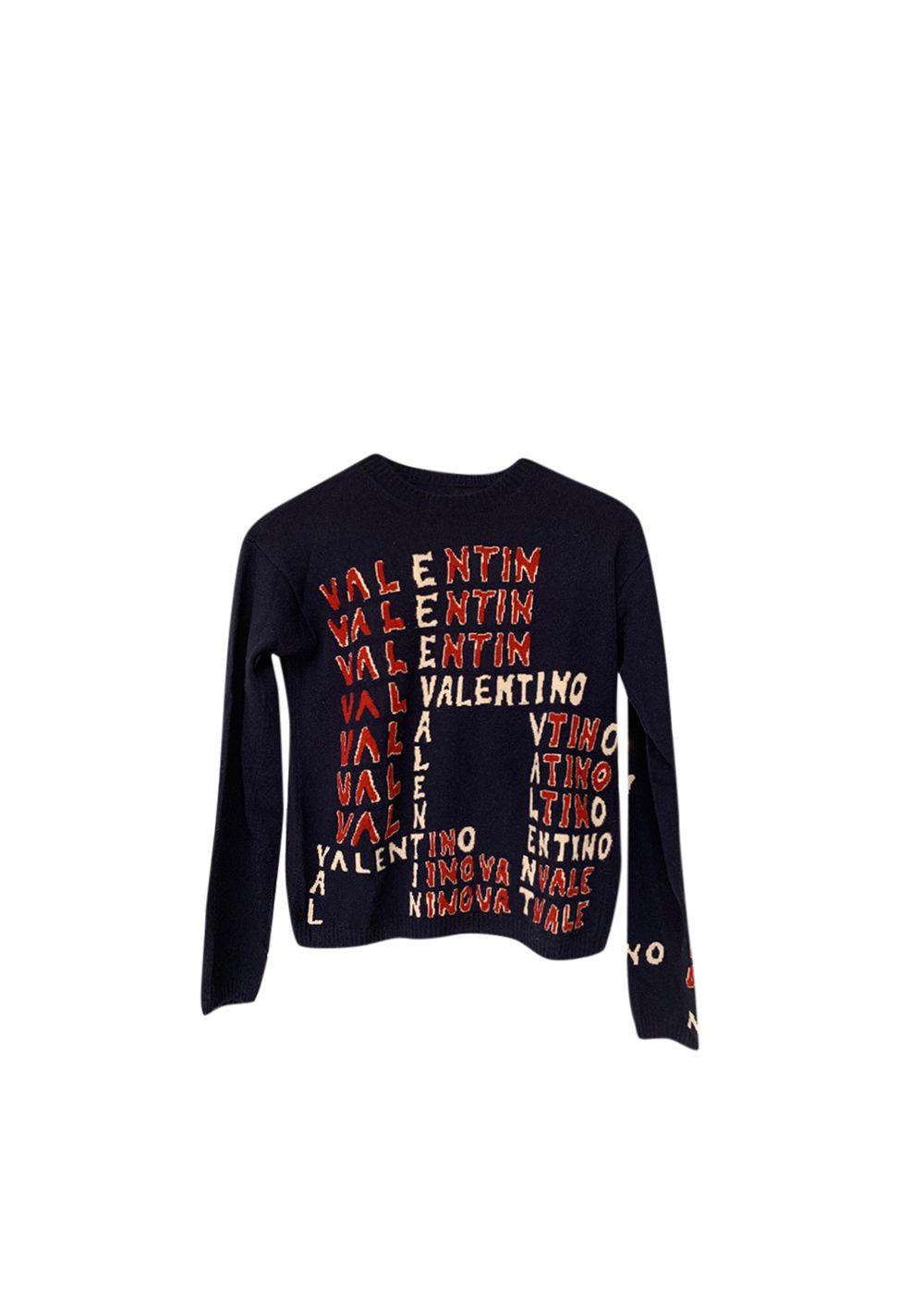 Logo Intarsia Blue Cashmere & Wool Jumper