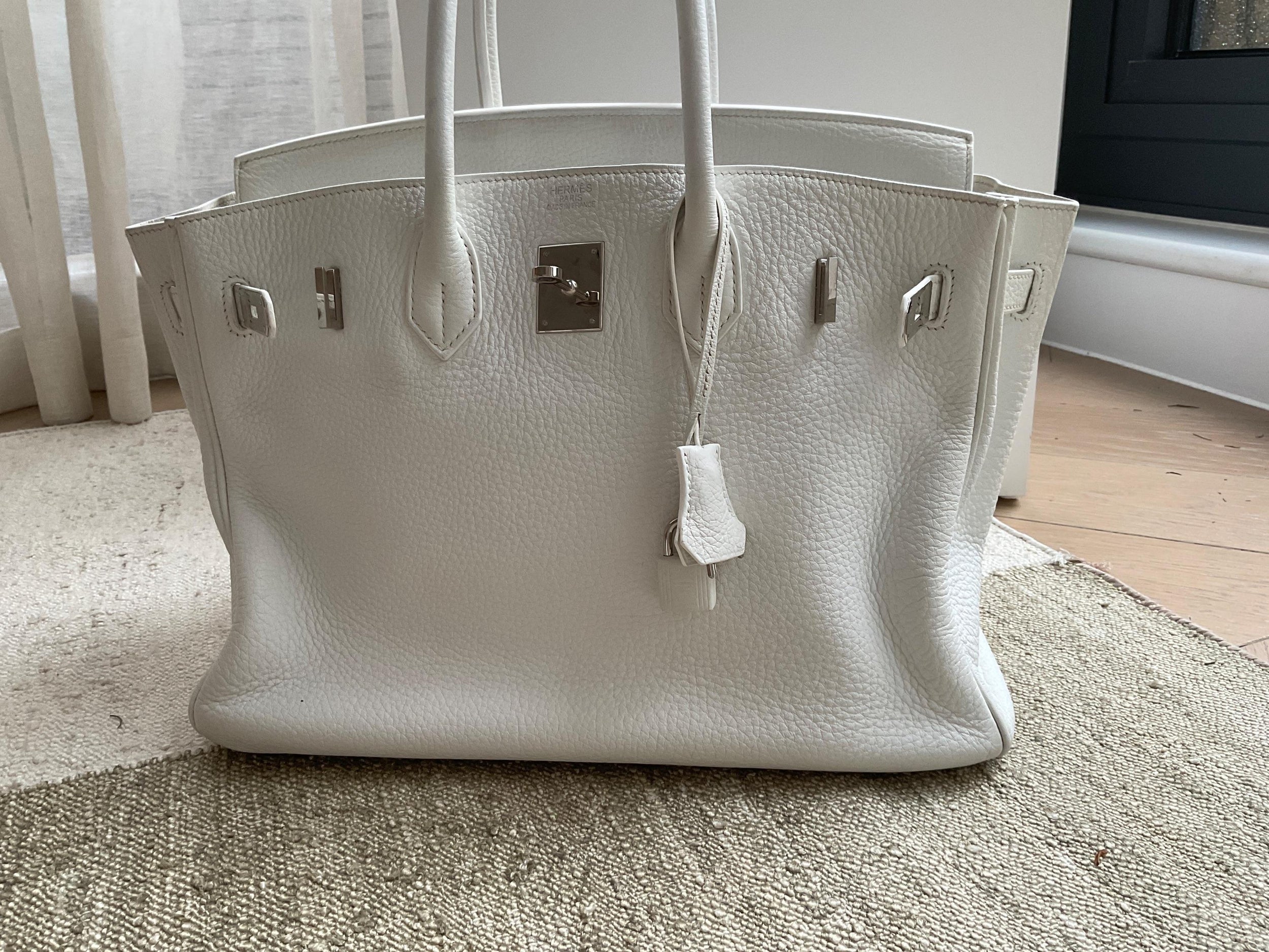 Hermes Birkin 35 Retourne in White Togo Leather with Palladium Hardware