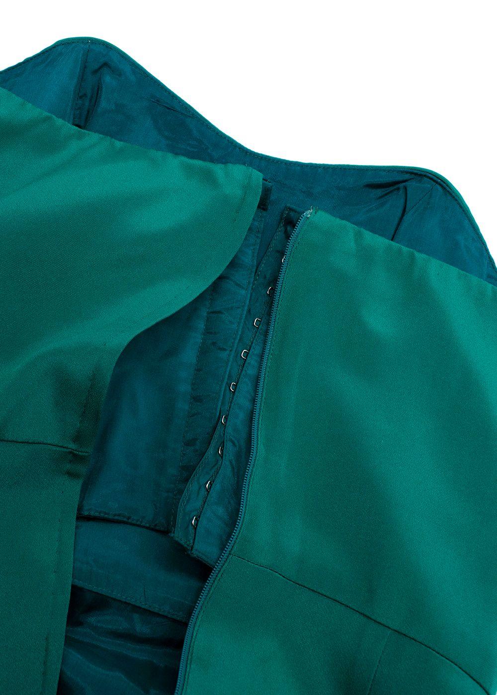 Bruce Oldfield Green Bandeau Asymmetric Silk Dress