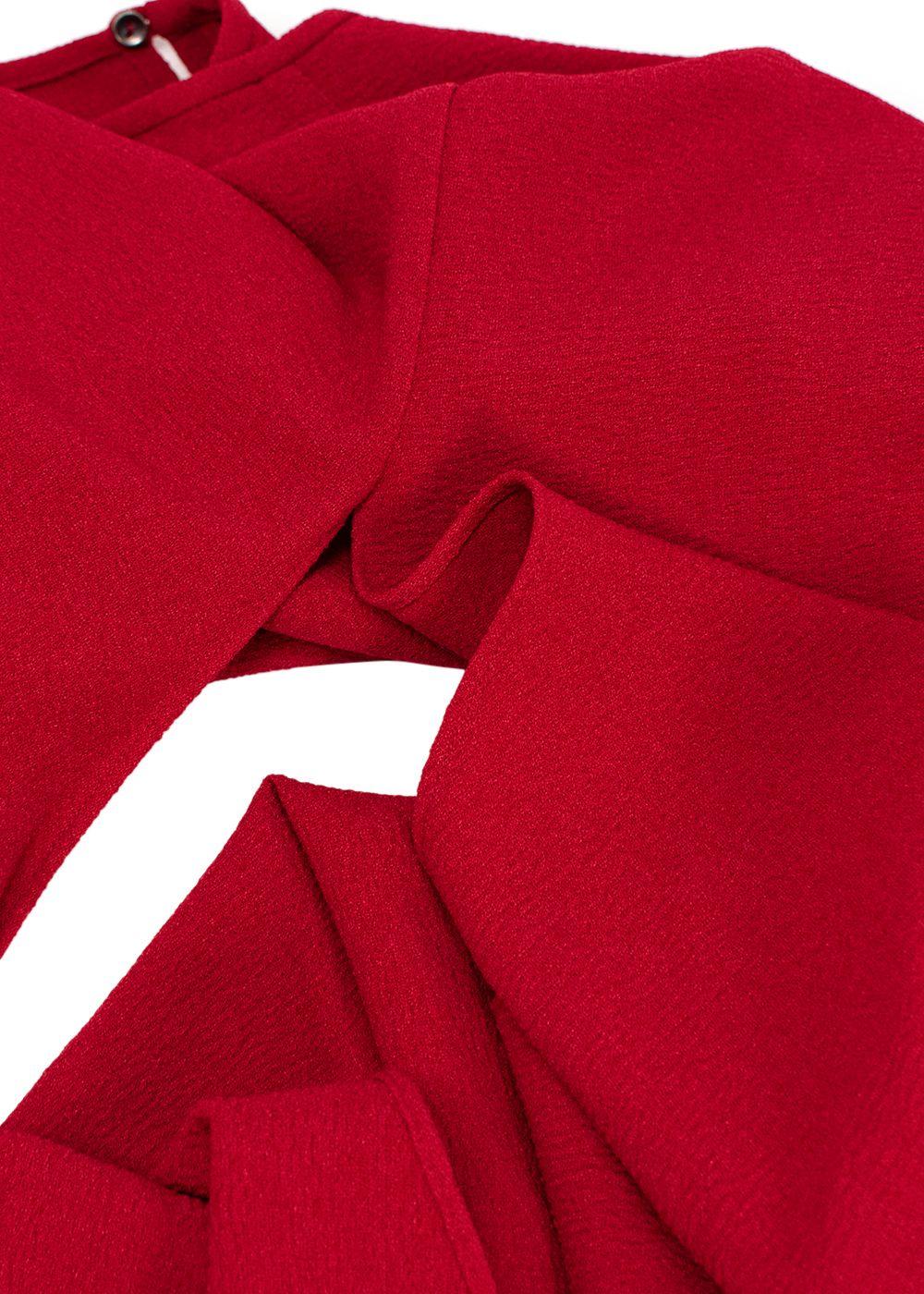 Ellery Red Crepe Wrap-tie Blouse & Fluted Skirt