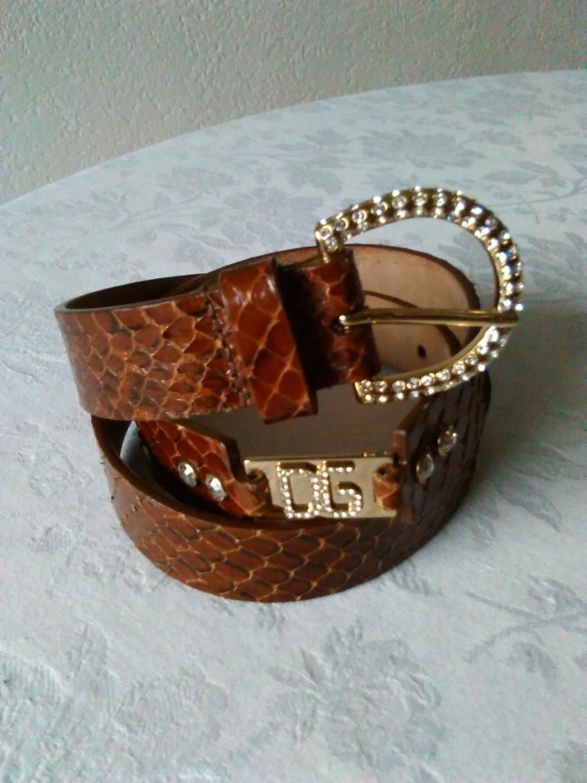 Dolce & Gabbana Brown Python Embellished Belt - Size 80