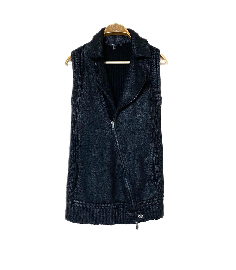 Gucci Black Metallic Knitted Biker Gilet