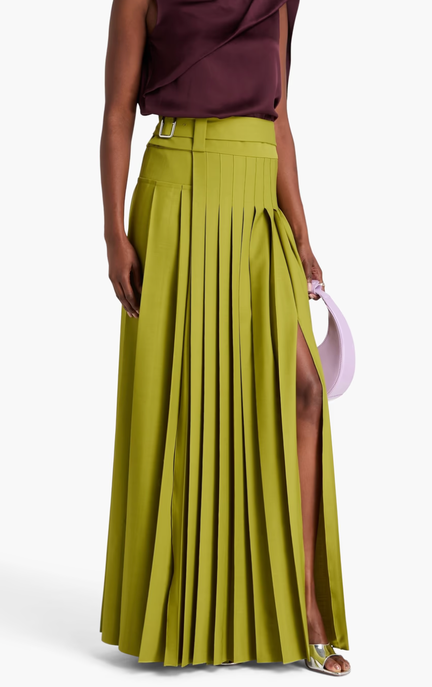 Erdem Pleated Crepe Maxi Skirt