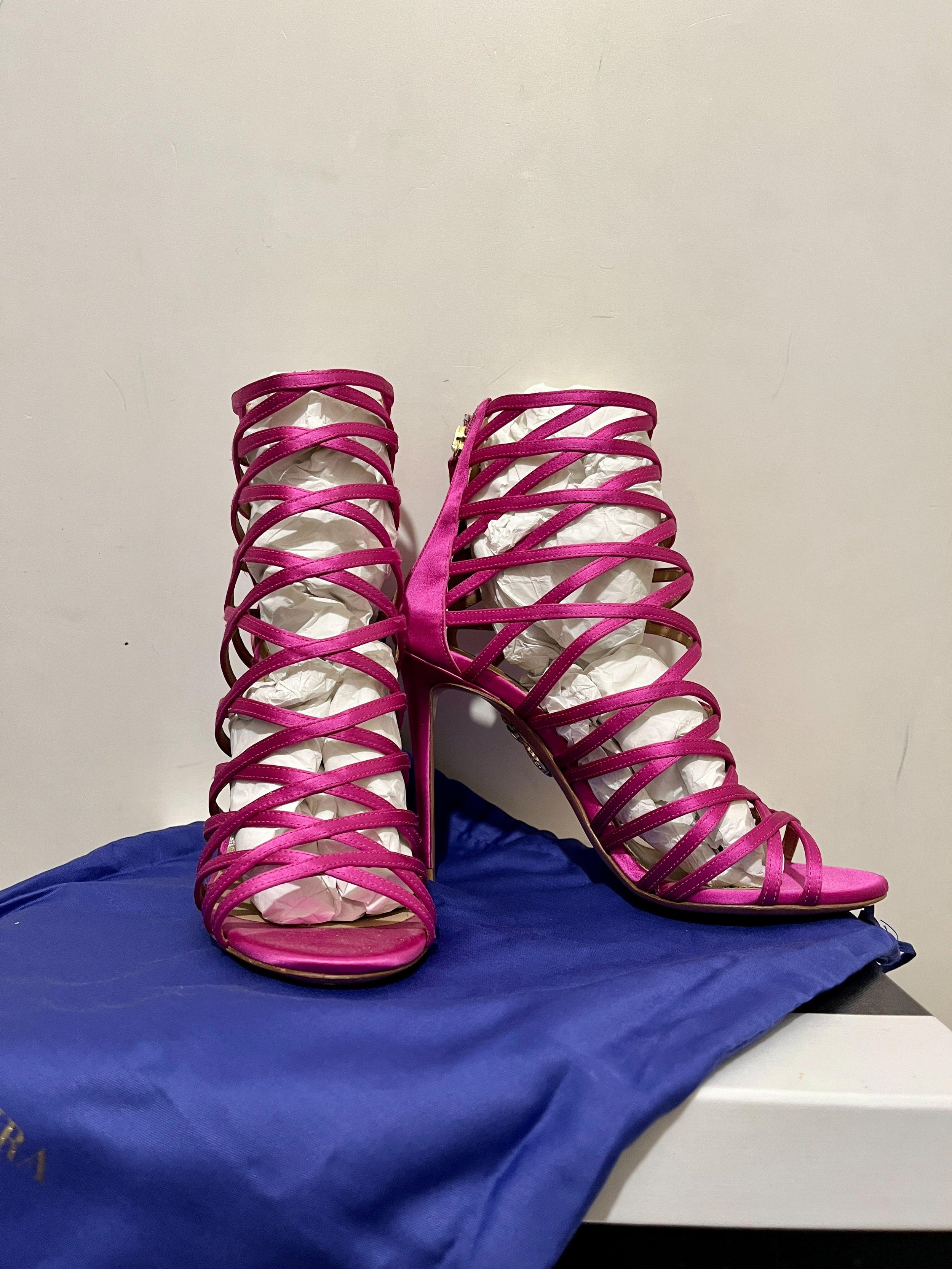 Pink Satin Caged Sandals