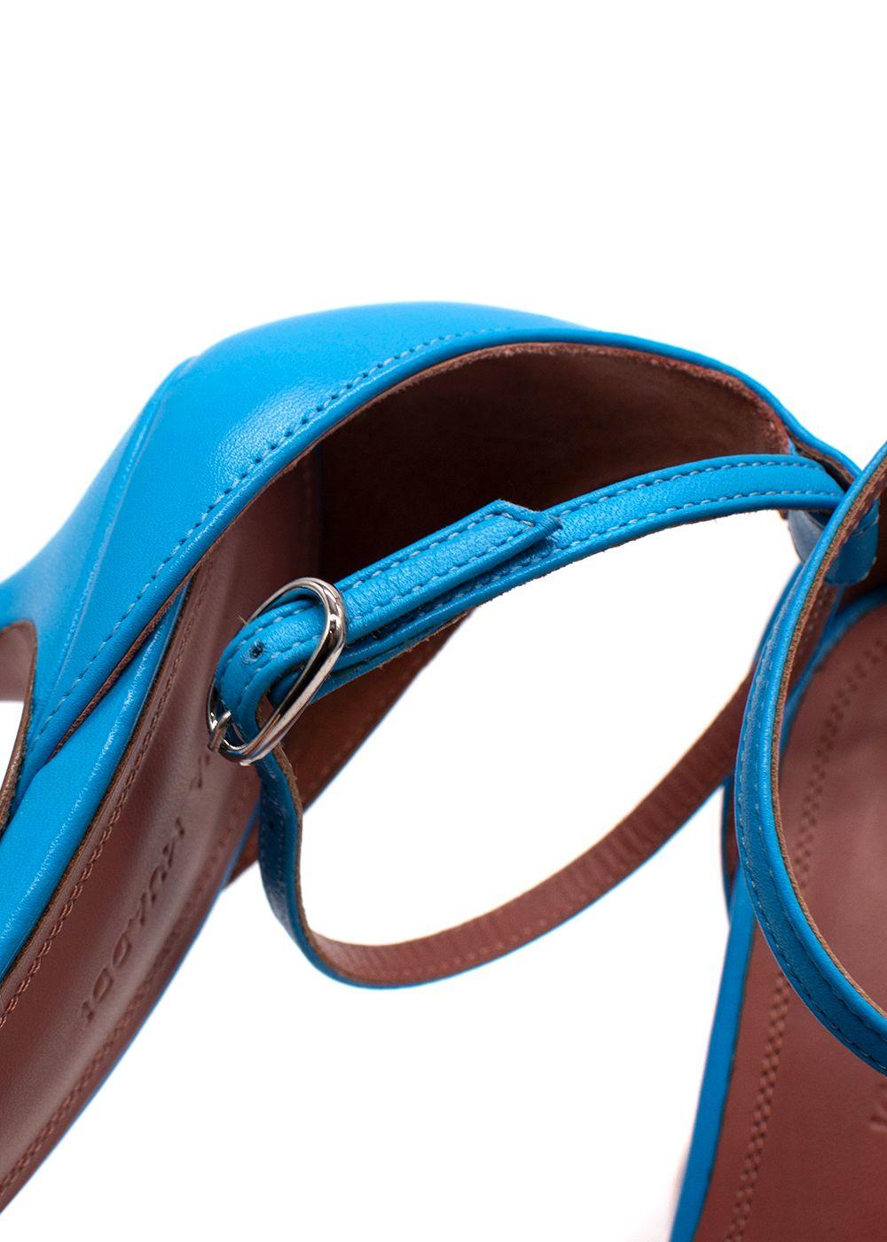 Amina Muaddi Blue Oya Heeled Sandals