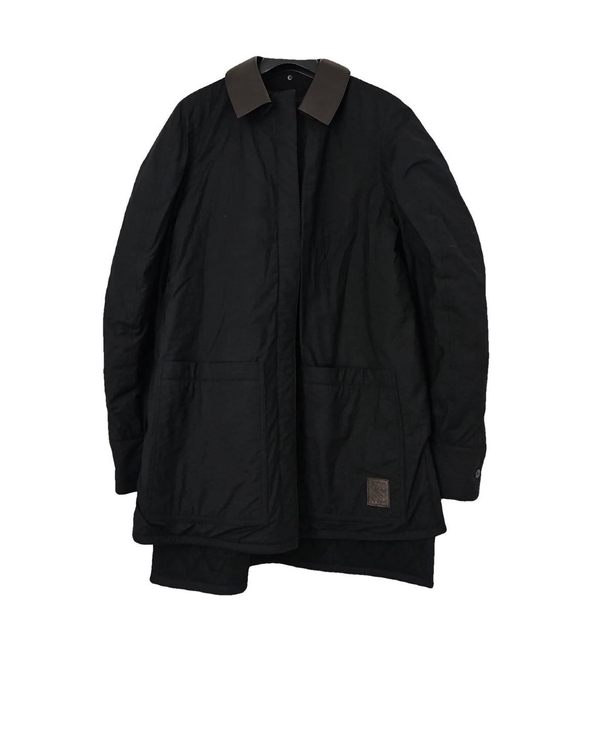 Loewe Black Leather Collared Jacket/Coat