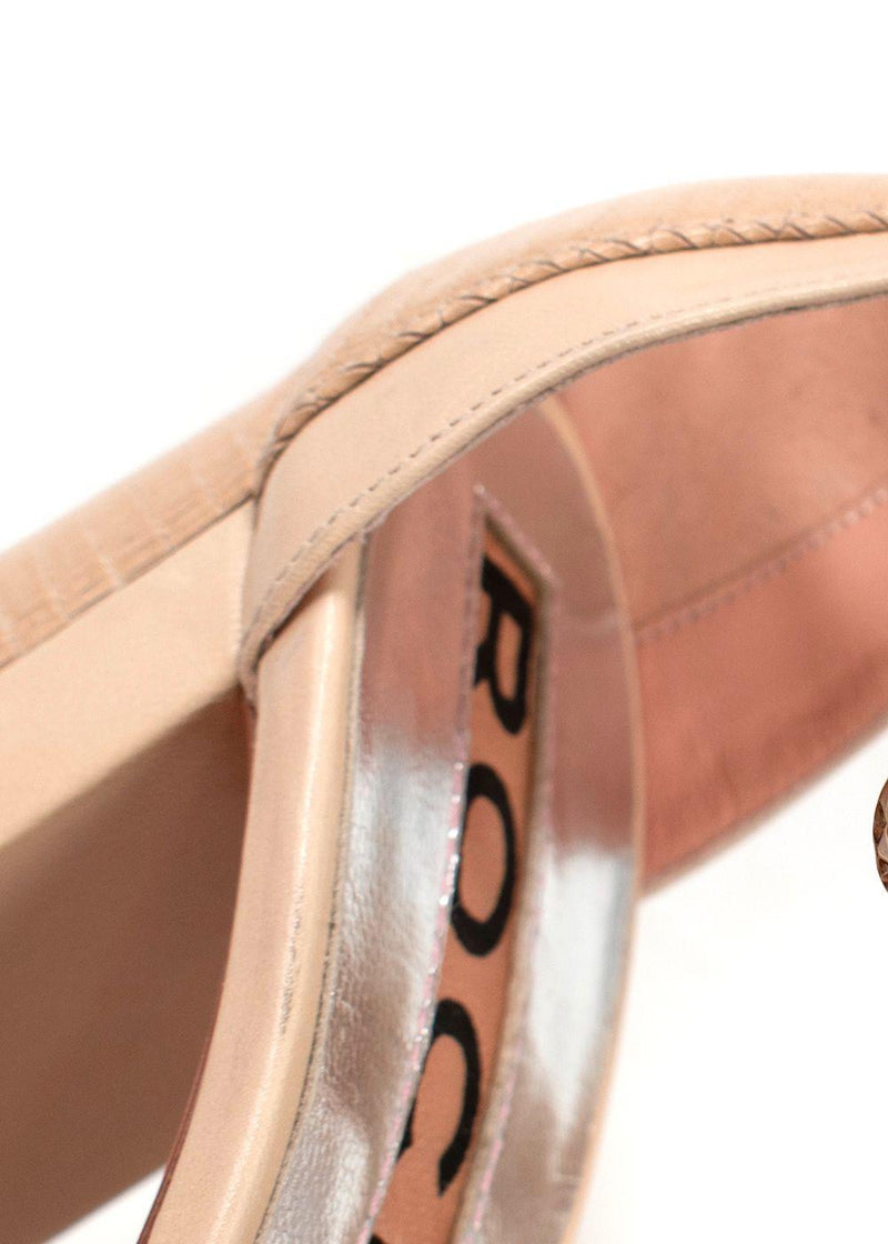 Rochas Nude Leather Platform Heels