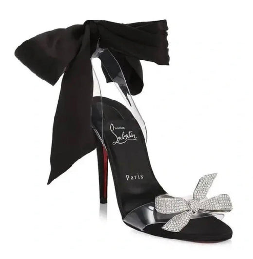 Christian Louboutin Black Crystal Bow  Astrinodo Sandals