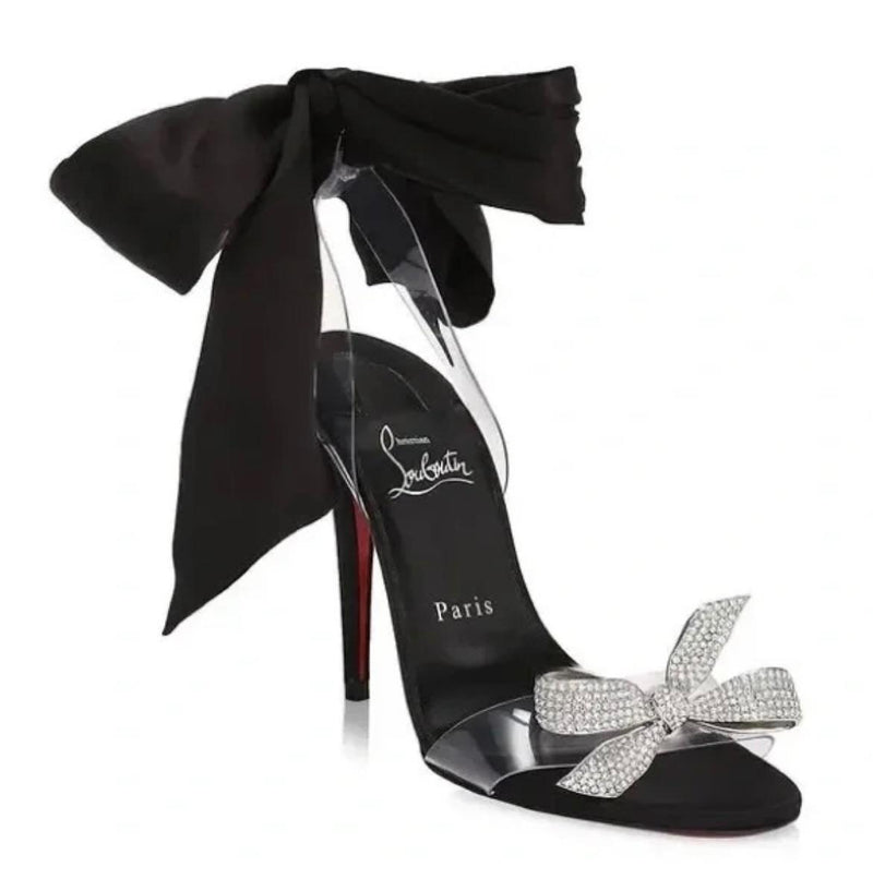 Christian Louboutin Black Crystal Bow  Astrinodo Sandals