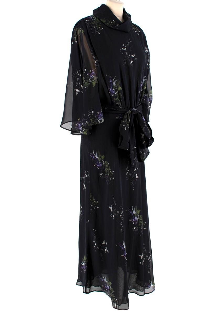 Goop Mari High Neck Flutter Sleeve Mid Length Dress