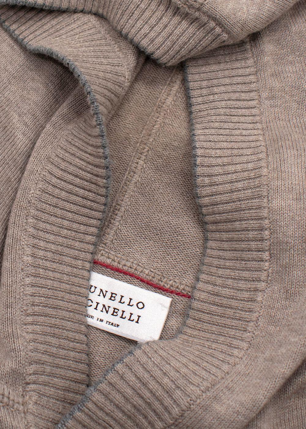 Brunello Cucinelli Beige Knitted Hooded Sweater Vest