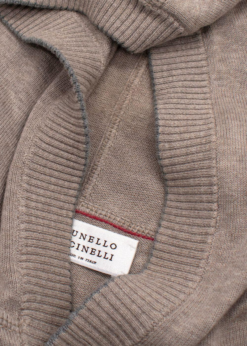 Brunello Cucinelli Beige Knitted Hooded Sweater Vest