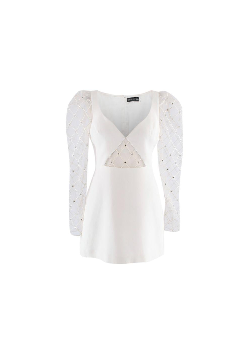 Ivory Mesh Panelled Mini Dress