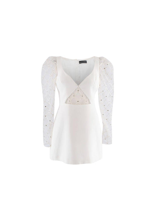 Ivory Mesh Panelled Mini Dress