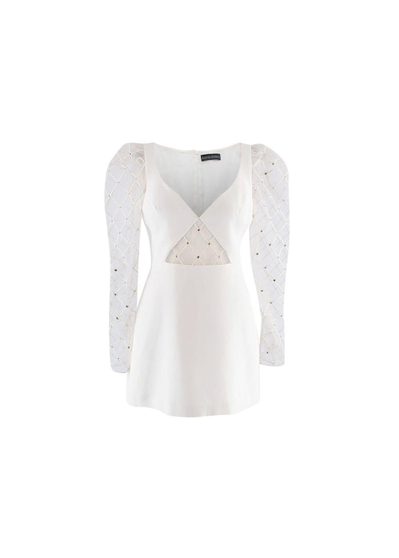 Ivory Mesh Panelled Mini Dress