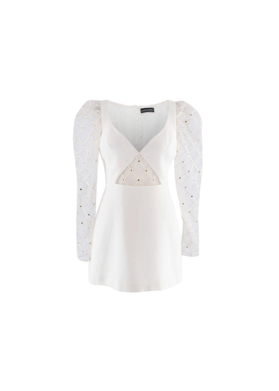 Ivory Mesh Panelled Mini Dress